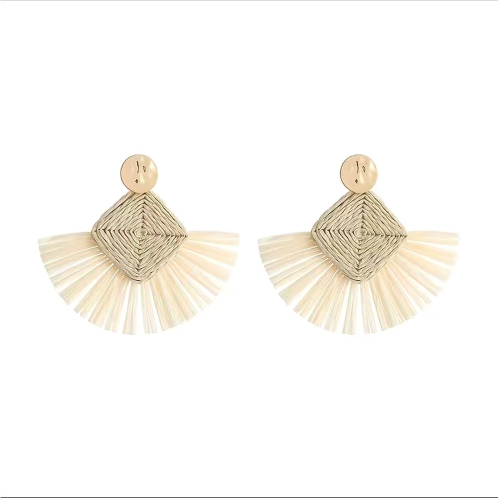 Boho Fan Raffia Earrings